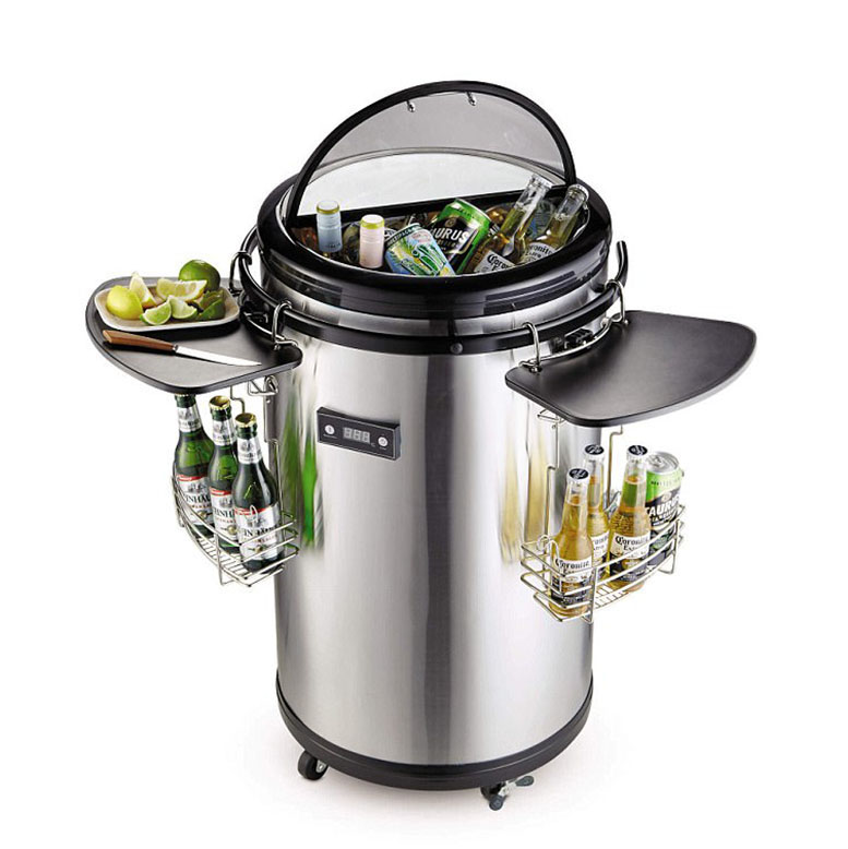 Stainless Steel Barrel Cooler Mini Bar Fridge for Wine and Beverage